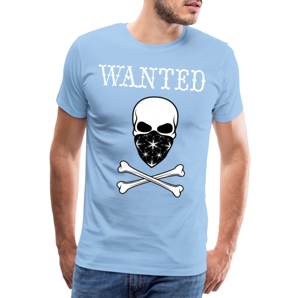 Männer Premium T-Shirt - Wanted Totenkopf Design - Sky