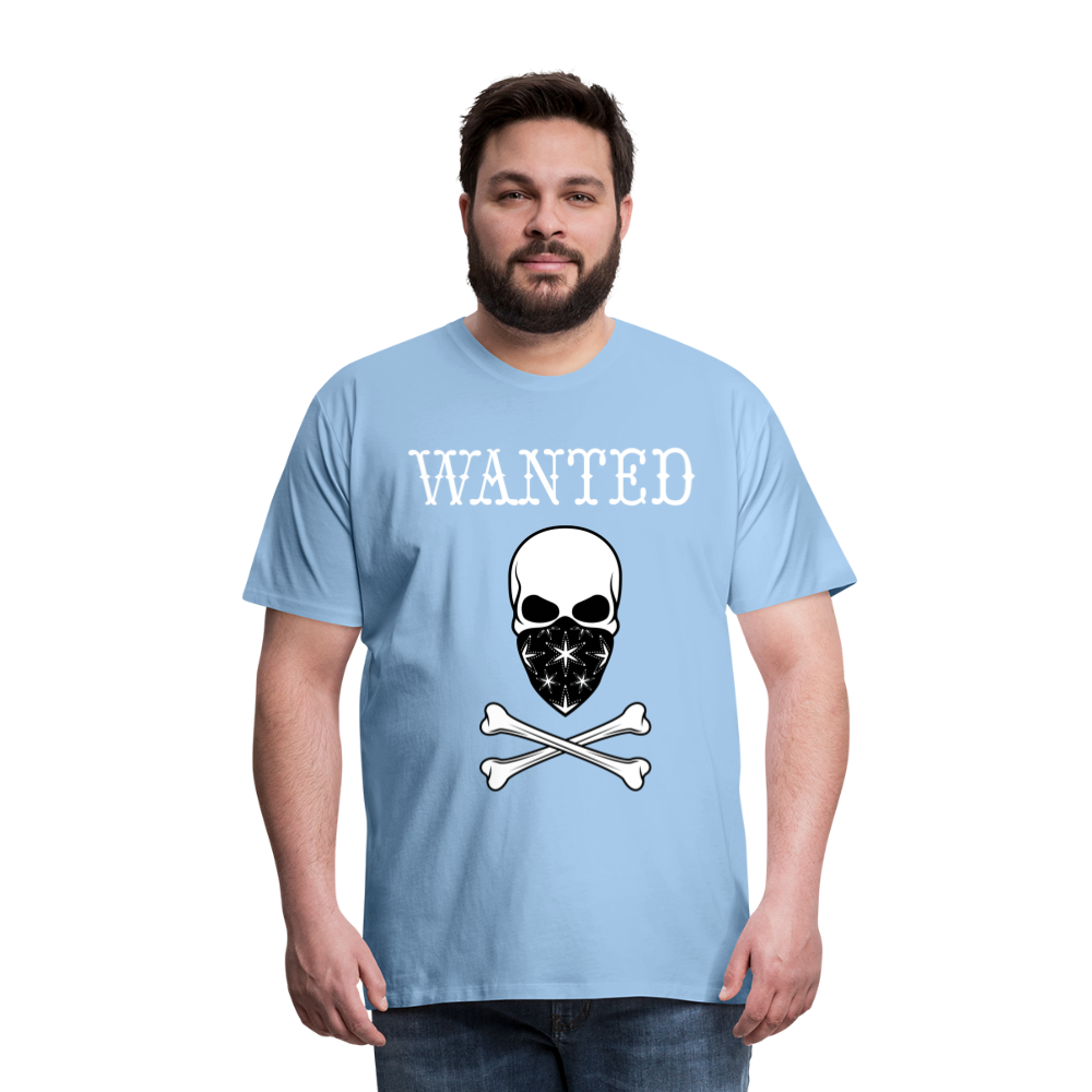 Männer Premium T-Shirt - Wanted Totenkopf Design - Sky