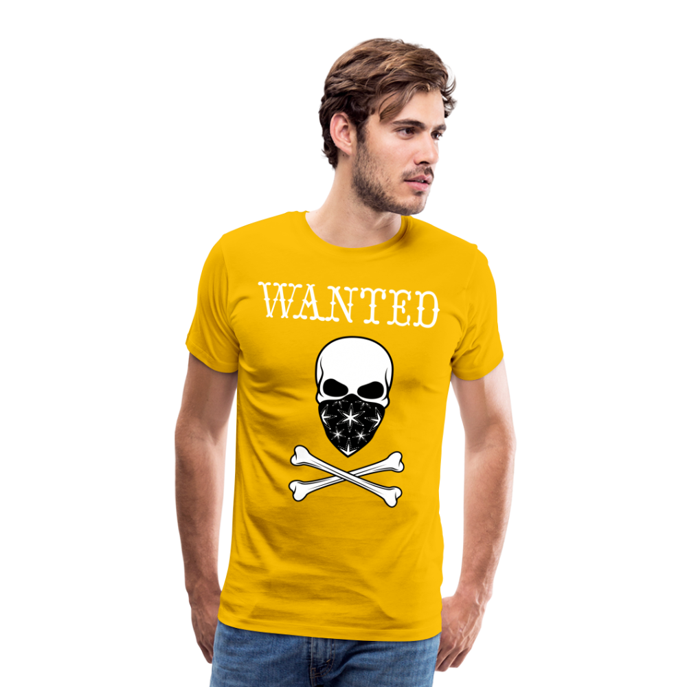 Männer Premium T-Shirt - Wanted Totenkopf Design - Sonnengelb