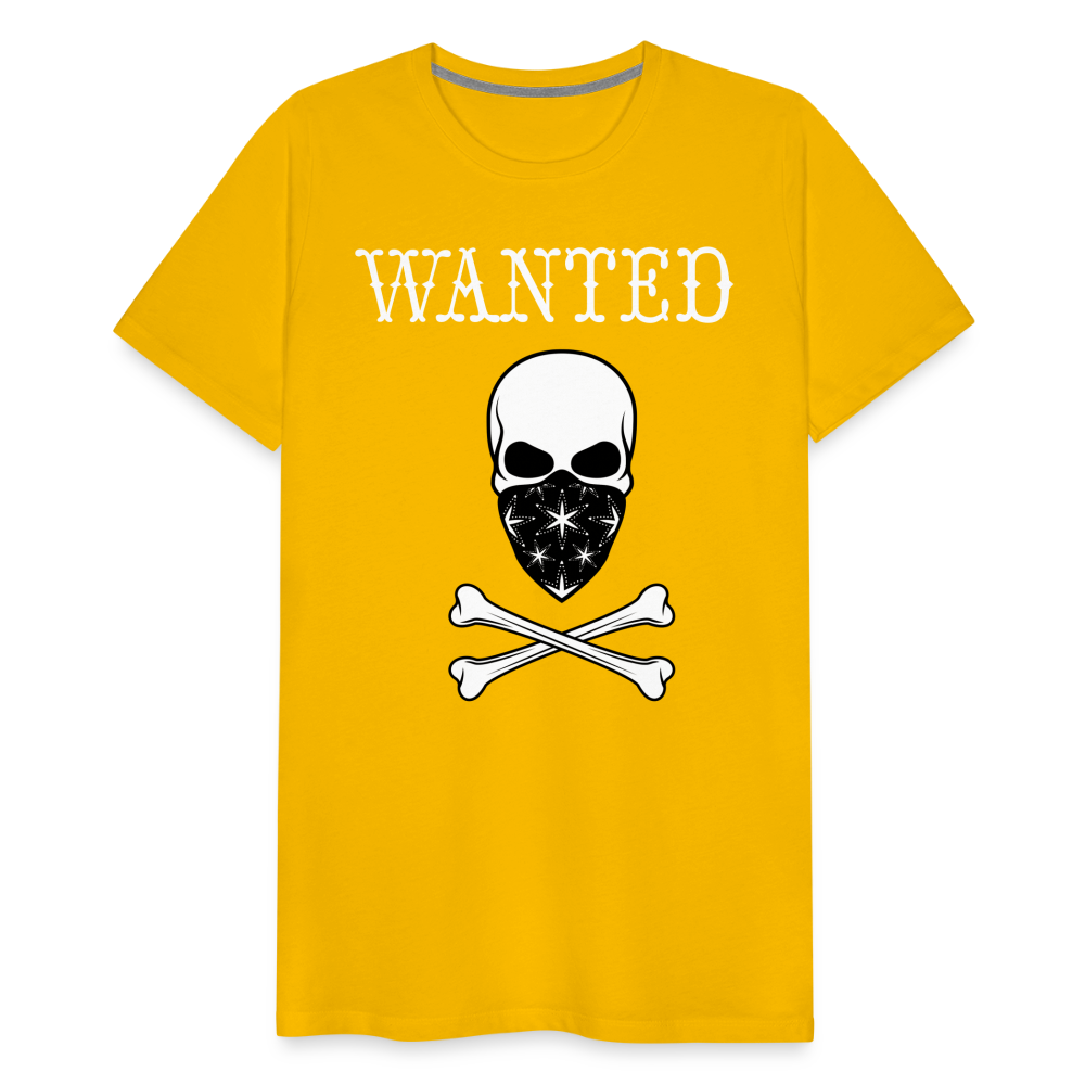 Männer Premium T-Shirt - Wanted Totenkopf Design - Sonnengelb