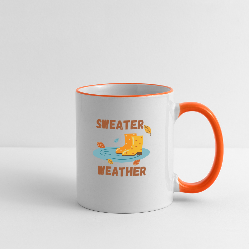 Tasse zweifarbig - Sweater Weather beidseitig - Weiß/Orange