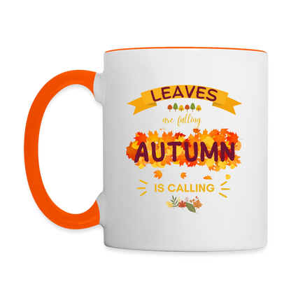 Tasse zweifarbig - Leaves are falling - Weiß/Orange