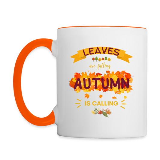 Tasse zweifarbig - Leaves are falling - Weiß/Orange