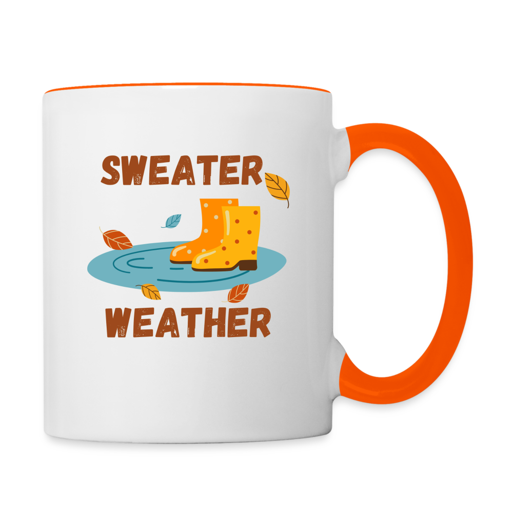 Tasse zweifarbig - Sweater Weather beidseitig - Weiß/Orange