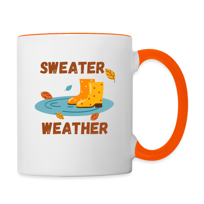 Tasse zweifarbig - Sweater Weather beidseitig - Weiß/Orange