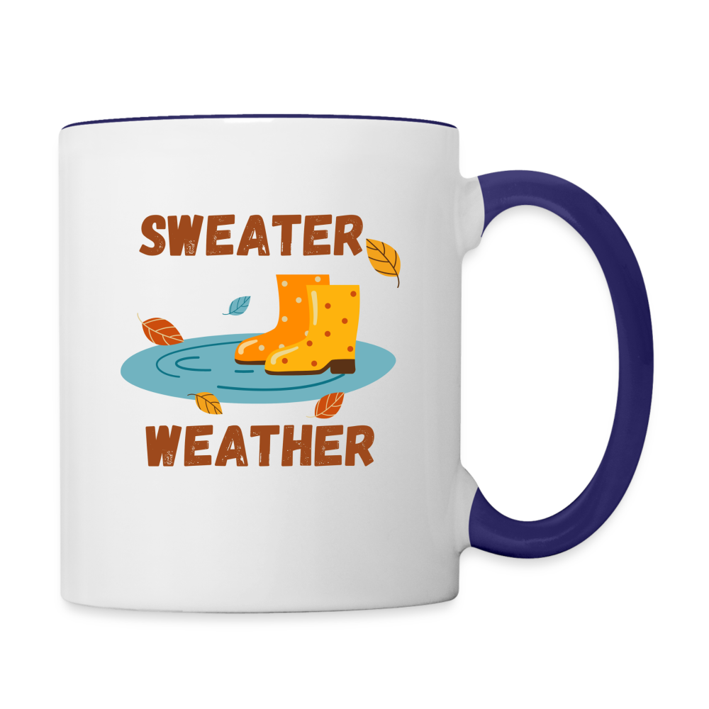 Tasse zweifarbig - Sweater Weather beidseitig - Weiß/Kobaltblau