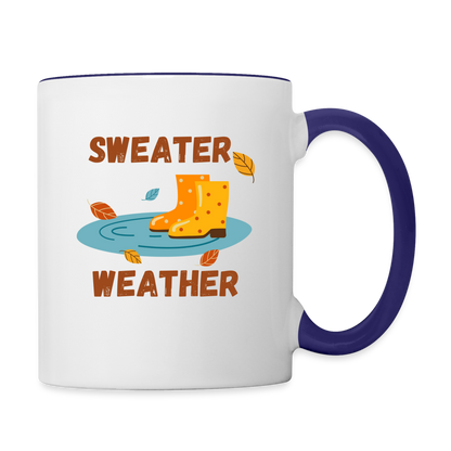 Tasse zweifarbig - Sweater Weather beidseitig - Weiß/Kobaltblau