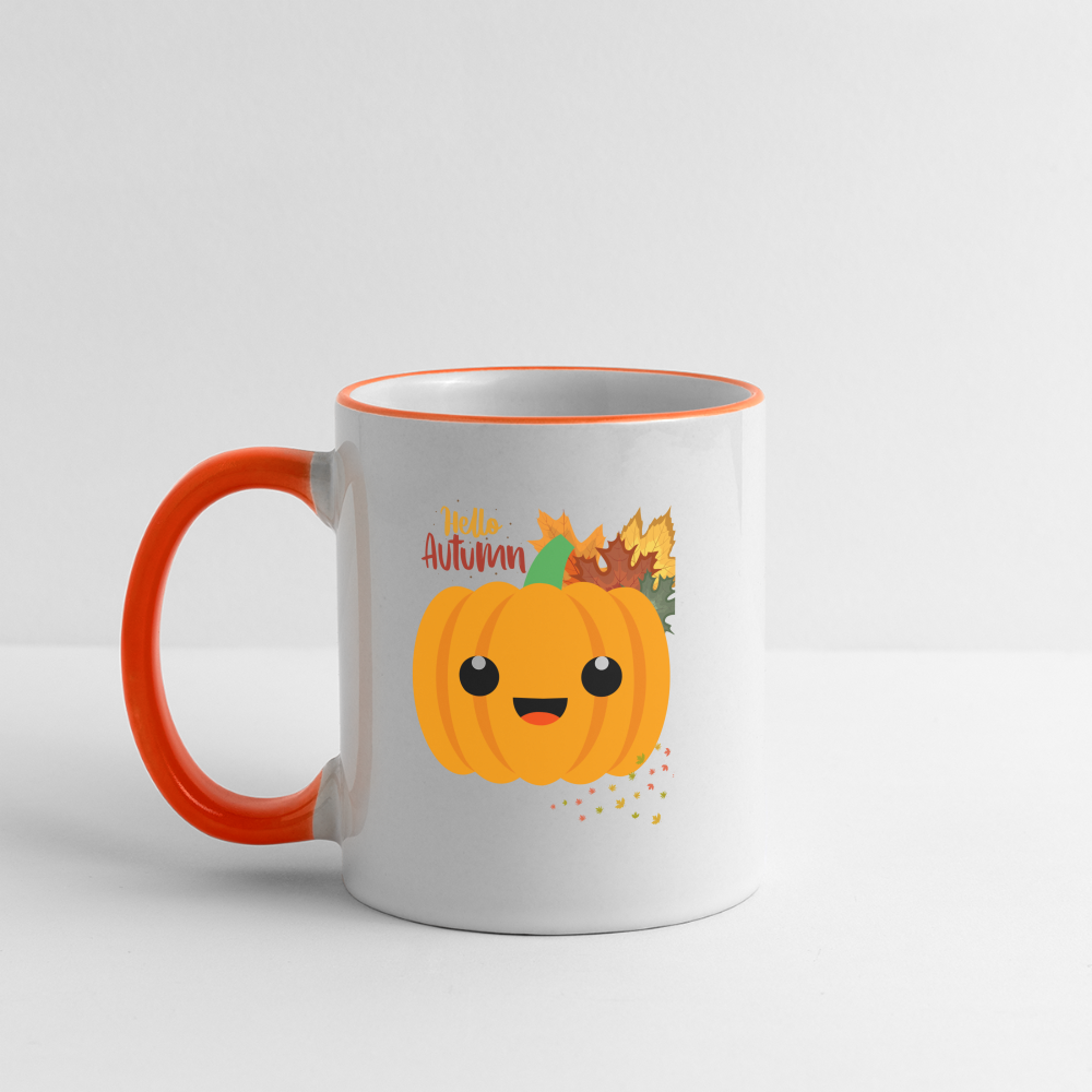 Tasse zweifarbig - Hello Autumn - Weiß/Orange