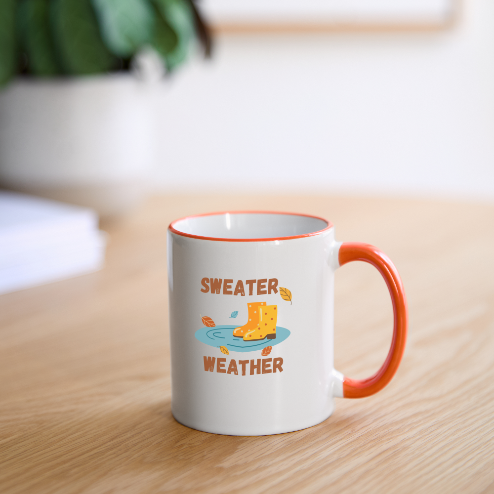 Tasse zweifarbig - Sweater Weather beidseitig - Weiß/Orange