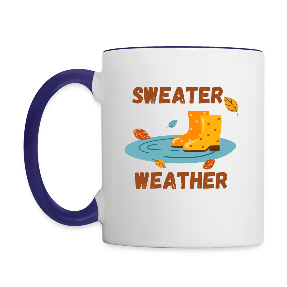 Tasse zweifarbig - Sweater Weather beidseitig - Weiß/Kobaltblau