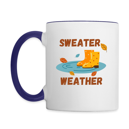 Tasse zweifarbig - Sweater Weather beidseitig - Weiß/Kobaltblau