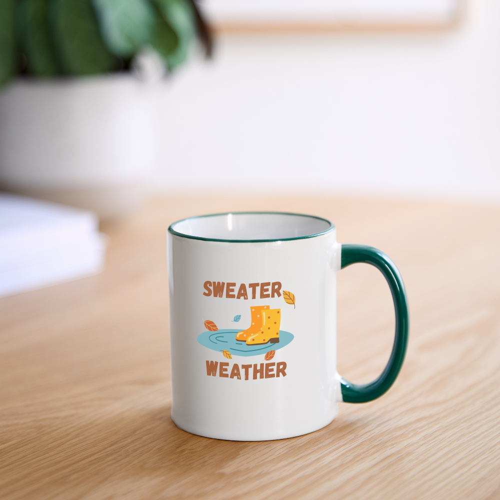 Tasse zweifarbig - Sweater Weather beidseitig - Weiß/Dunkelgrün