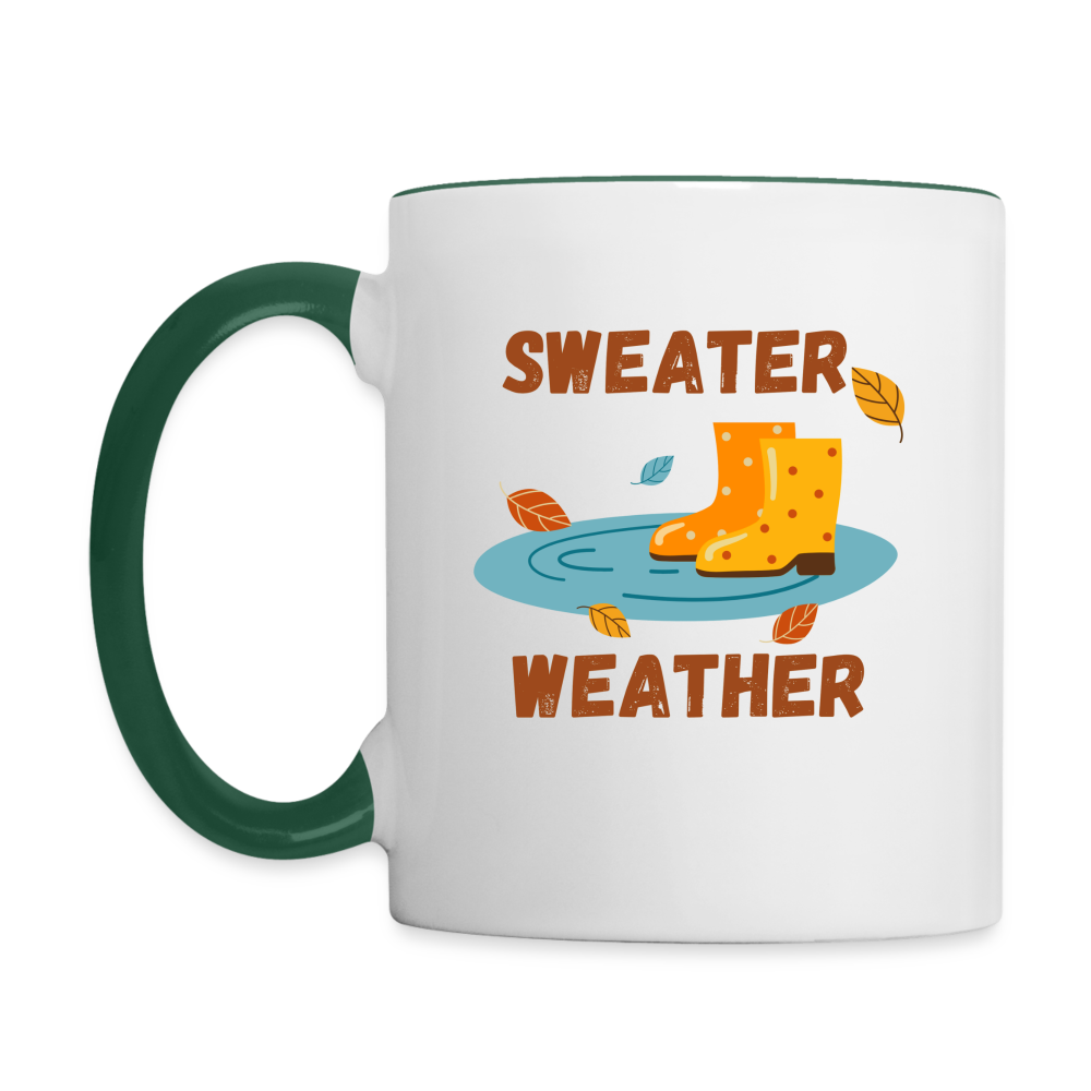 Tasse zweifarbig - Sweater Weather beidseitig - Weiß/Dunkelgrün