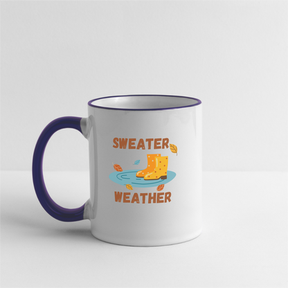 Tasse zweifarbig - Sweater Weather beidseitig - Weiß/Kobaltblau