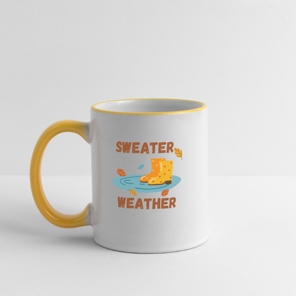 Tasse zweifarbig - Sweater Weather beidseitig - Weiß/Gelb