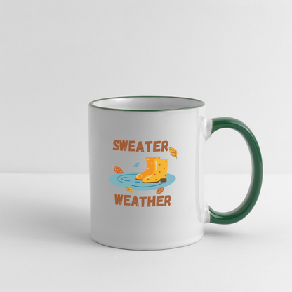 Tasse zweifarbig - Sweater Weather beidseitig - Weiß/Dunkelgrün