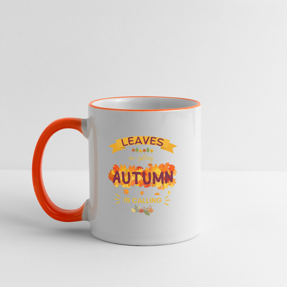 Tasse zweifarbig - Leaves are falling - Weiß/Orange