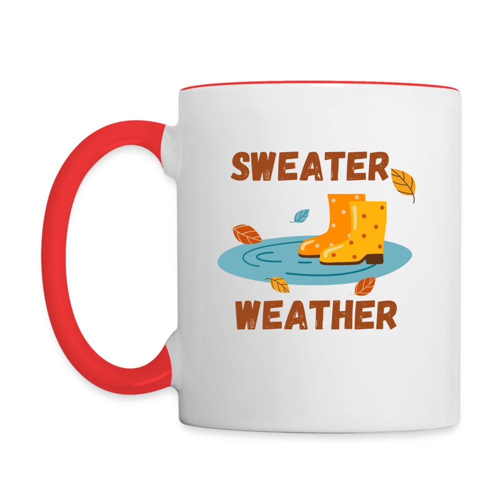 Tasse zweifarbig - Sweater Weather beidseitig - Weiß/Rot