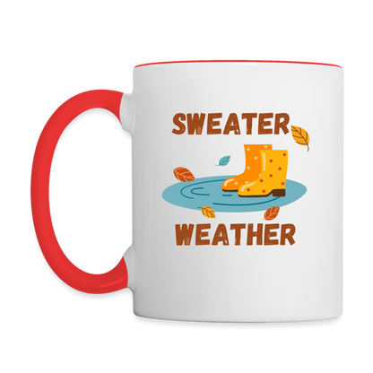 Tasse zweifarbig - Sweater Weather beidseitig - Weiß/Rot