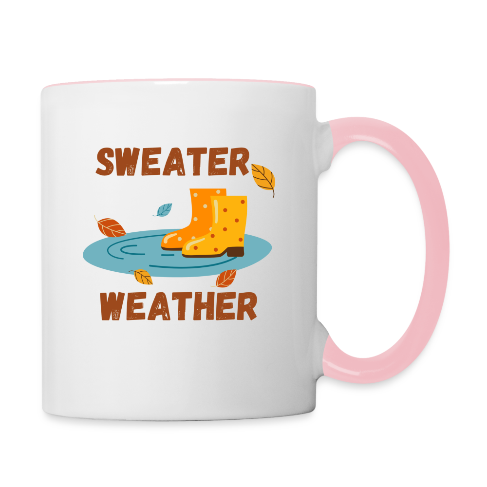 Tasse zweifarbig - Sweater Weather beidseitig - Weiß/Pink