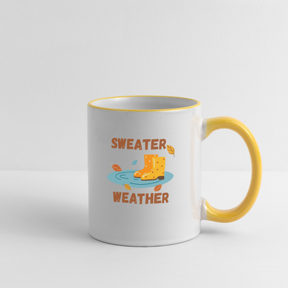 Tasse zweifarbig - Sweater Weather beidseitig - Weiß/Gelb