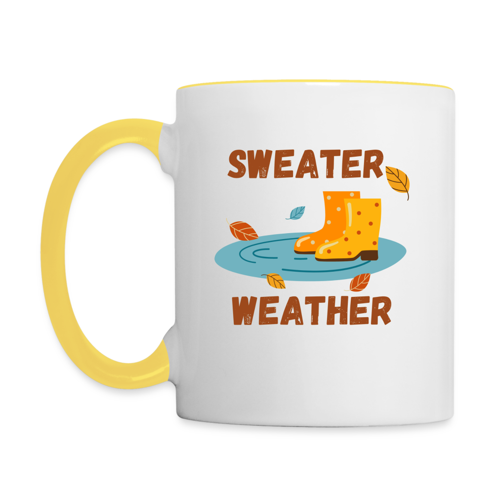 Tasse zweifarbig - Sweater Weather beidseitig - Weiß/Gelb