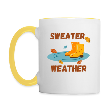 Tasse zweifarbig - Sweater Weather beidseitig - Weiß/Gelb