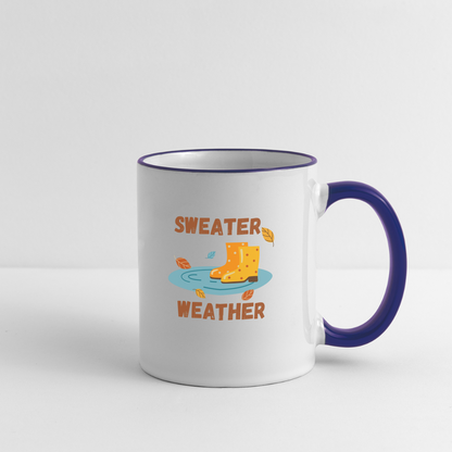 Tasse zweifarbig - Sweater Weather beidseitig - Weiß/Kobaltblau