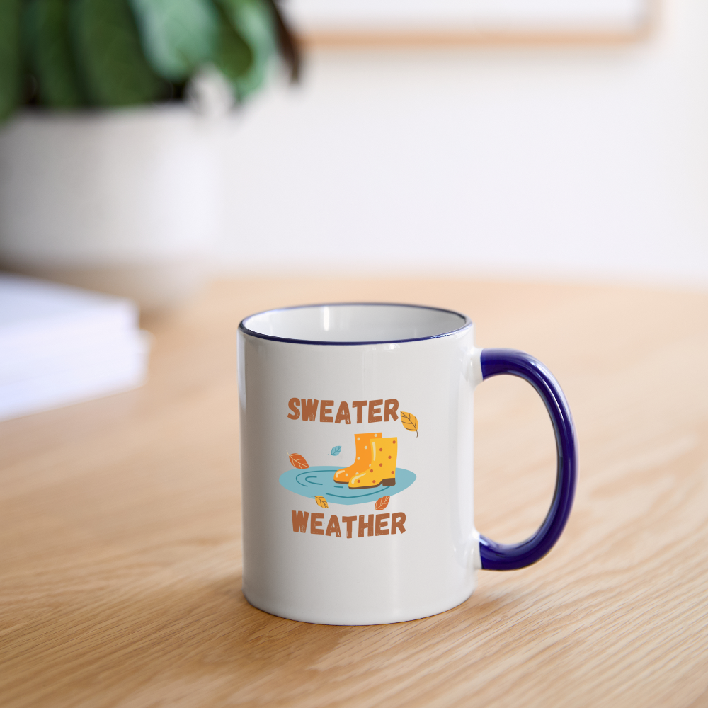 Tasse zweifarbig - Sweater Weather beidseitig - Weiß/Kobaltblau