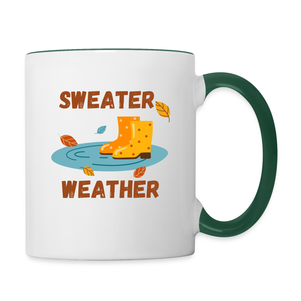 Tasse zweifarbig - Sweater Weather beidseitig - Weiß/Dunkelgrün