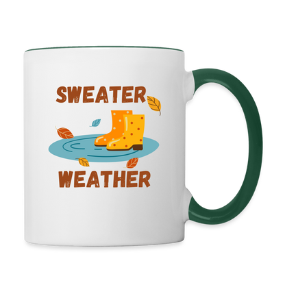 Tasse zweifarbig - Sweater Weather beidseitig - Weiß/Dunkelgrün