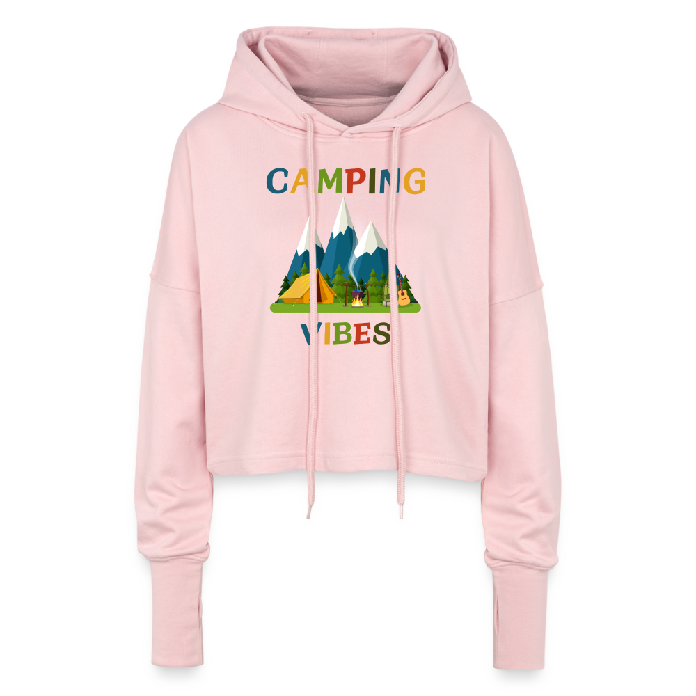 Cropped Frauen Hoodie - Camping Vibes - Hellrosa