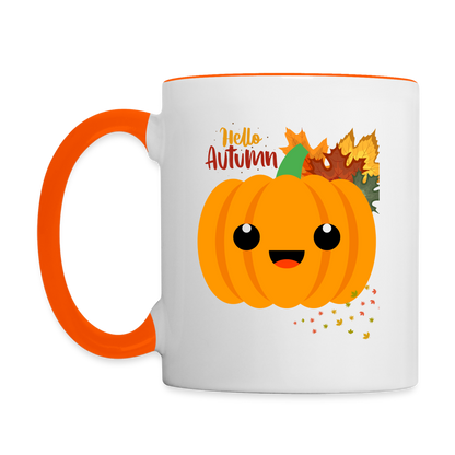 Tasse zweifarbig - Hello Autumn - Weiß/Orange