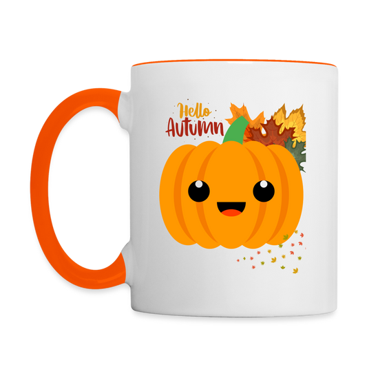 Tasse zweifarbig - Hello Autumn - Weiß/Orange