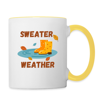 Tasse zweifarbig - Sweater Weather beidseitig - Weiß/Gelb