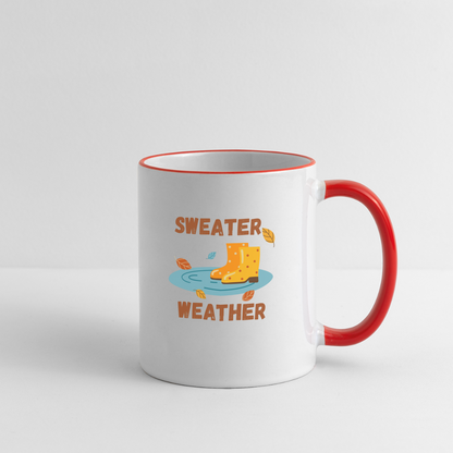 Tasse zweifarbig - Sweater Weather beidseitig - Weiß/Rot