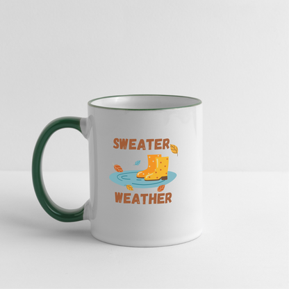 Tasse zweifarbig - Sweater Weather beidseitig - Weiß/Dunkelgrün