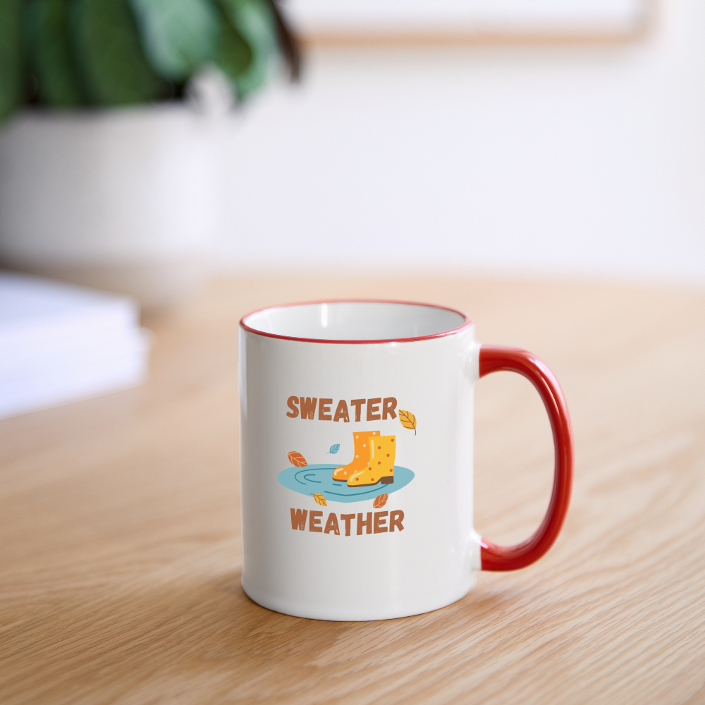 Tasse zweifarbig - Sweater Weather beidseitig - Weiß/Rot