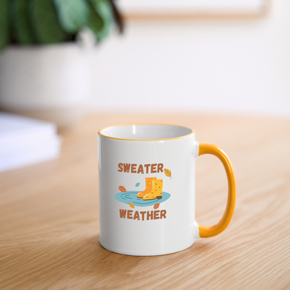 Tasse zweifarbig - Sweater Weather beidseitig - Weiß/Gelb