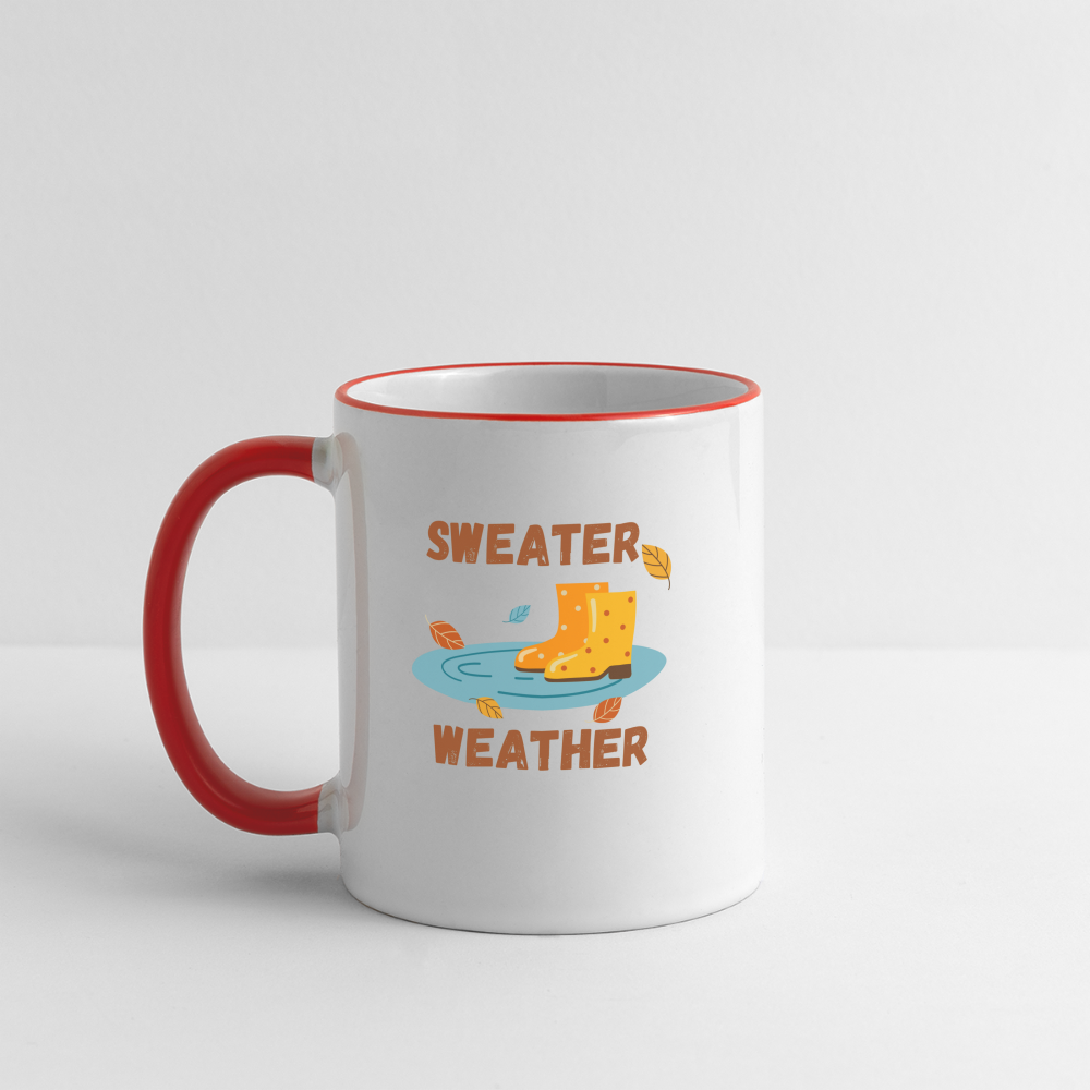 Tasse zweifarbig - Sweater Weather beidseitig - Weiß/Rot