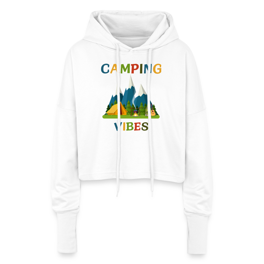 Cropped Frauen Hoodie - Camping Vibes - Weiß