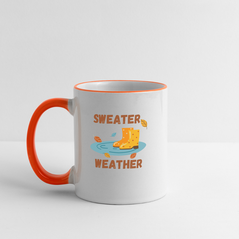 Tasse zweifarbig - Sweater Weather beidseitig - Weiß/Orange