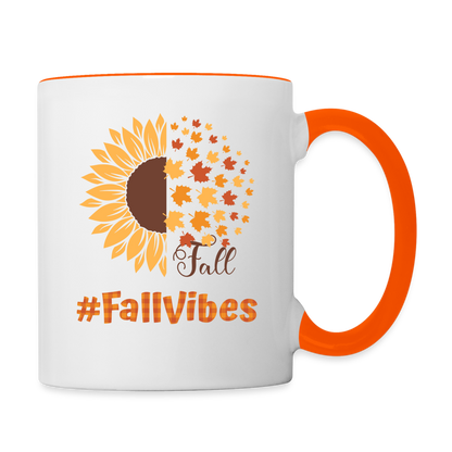 Tasse zweifarbig - #Fall Vibes beidseitig - Weiß/Orange