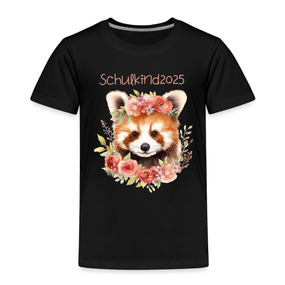 Kinder Premium T-Shirt - Schulkind 2025 Füchsin - Schwarz