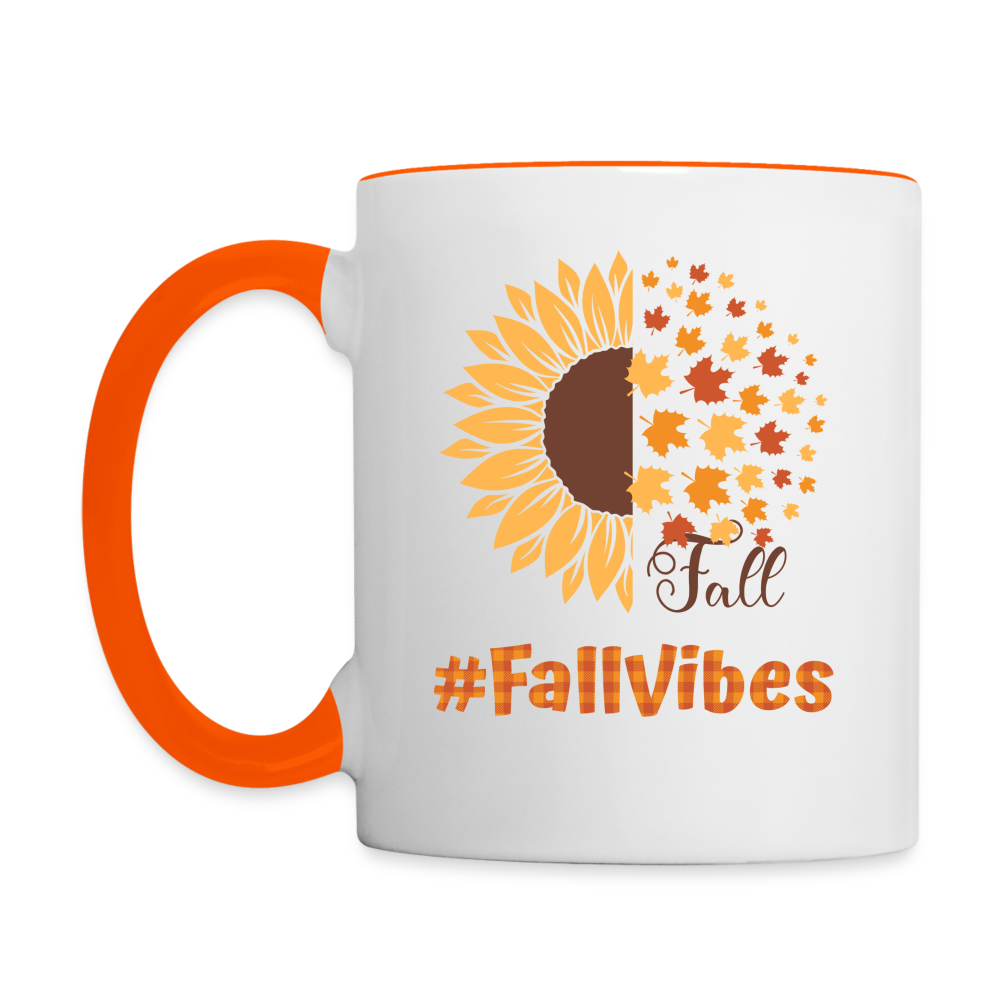 Tasse zweifarbig - #Fall Vibes beidseitig - Weiß/Orange