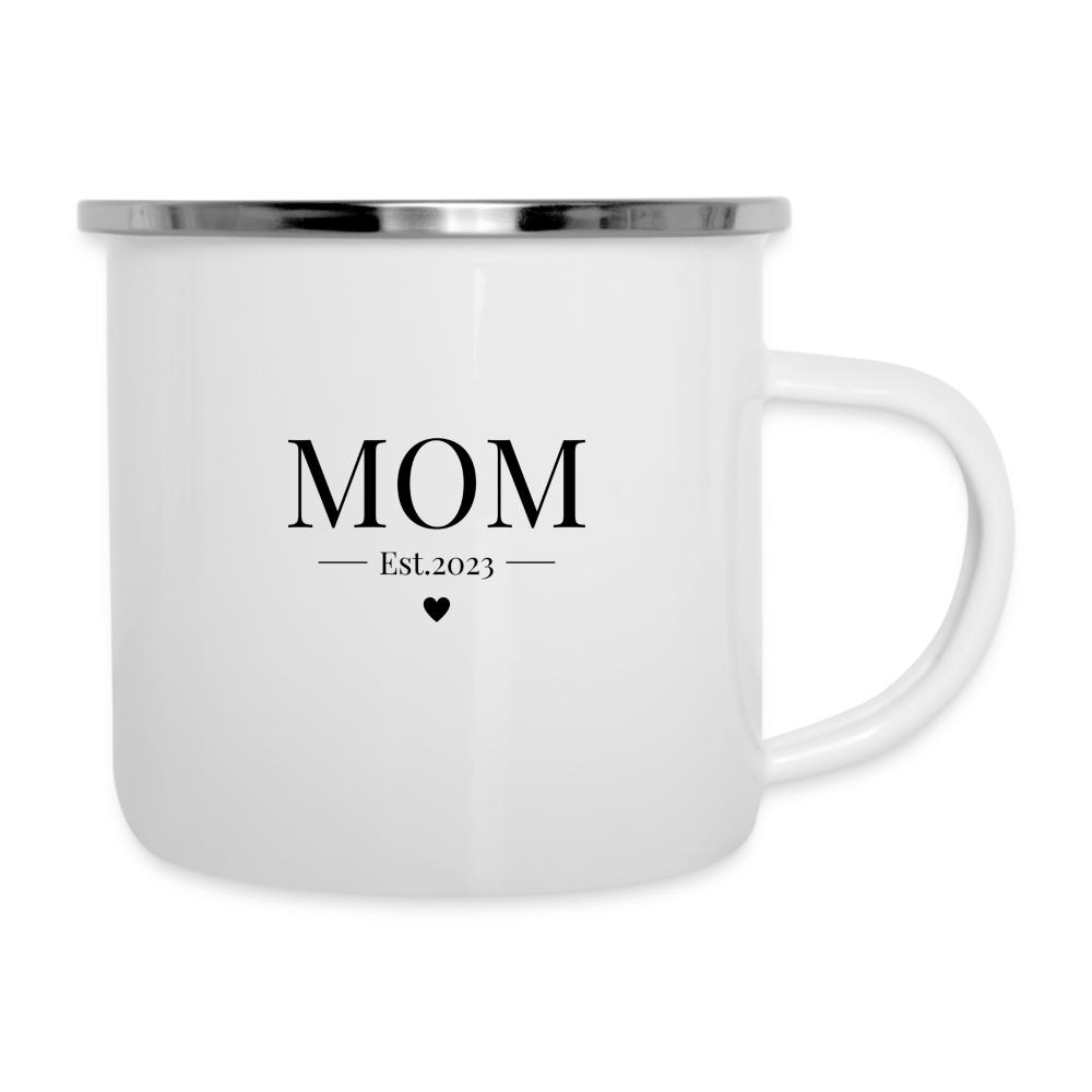 Emaille-Tasse - Mom Est. 2023 - personalisierbar - weiß