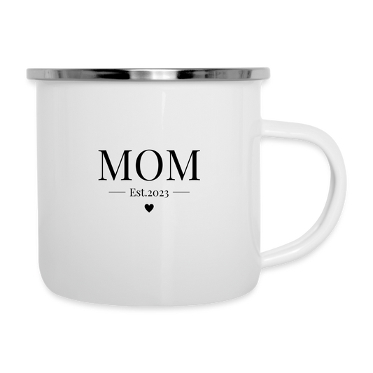 Emaille-Tasse - Mom Est. 2023 - personalisierbar - weiß