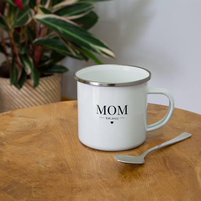 Emaille-Tasse - Mom Est. 2023 - personalisierbar - weiß