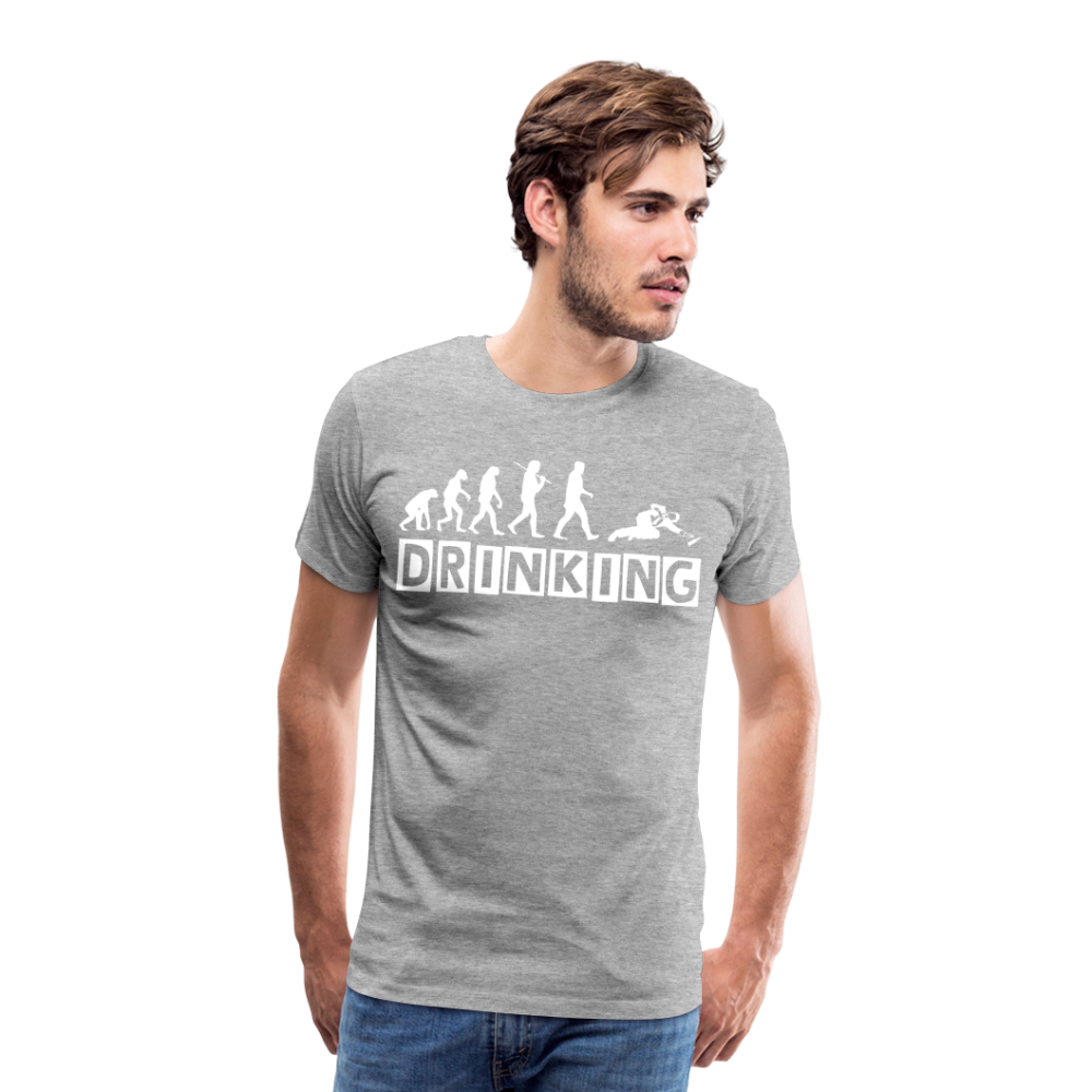 Männer Premium T-Shirt - DRINKING - Saufspruch Deisgn - Grau meliert