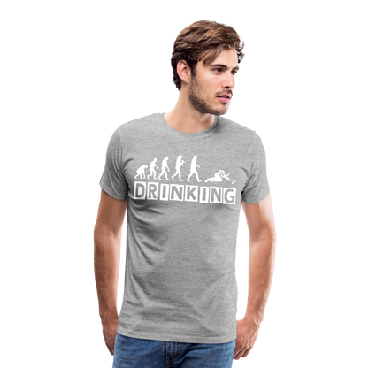 Männer Premium T-Shirt - DRINKING - Saufspruch Deisgn - Grau meliert